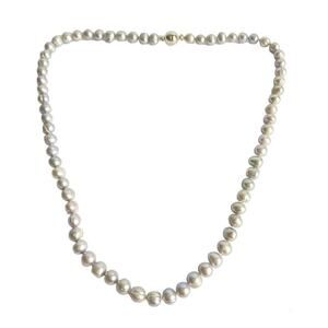 Pearl Necklace Gray Single Strand Pastel Silver Cultured Freshwater Baroque 22”
